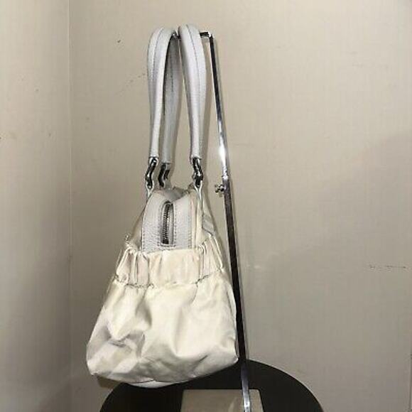 Authentic Burberry Nova Check Cream Nylon Silver Leather Handbag ShoulderSatchel - Picture 5 of 16